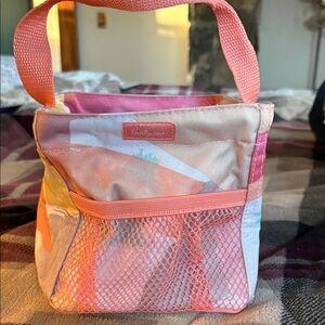 Thirty-One Vibrant Pink and Orange Cosmetic Bag